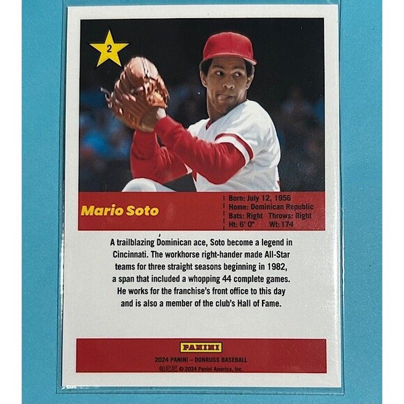 2024 Donruss AllStar REDS Mario SOTO #2 Red Cracked Ice Parallel # 12/15 - Picture 3 of 3
